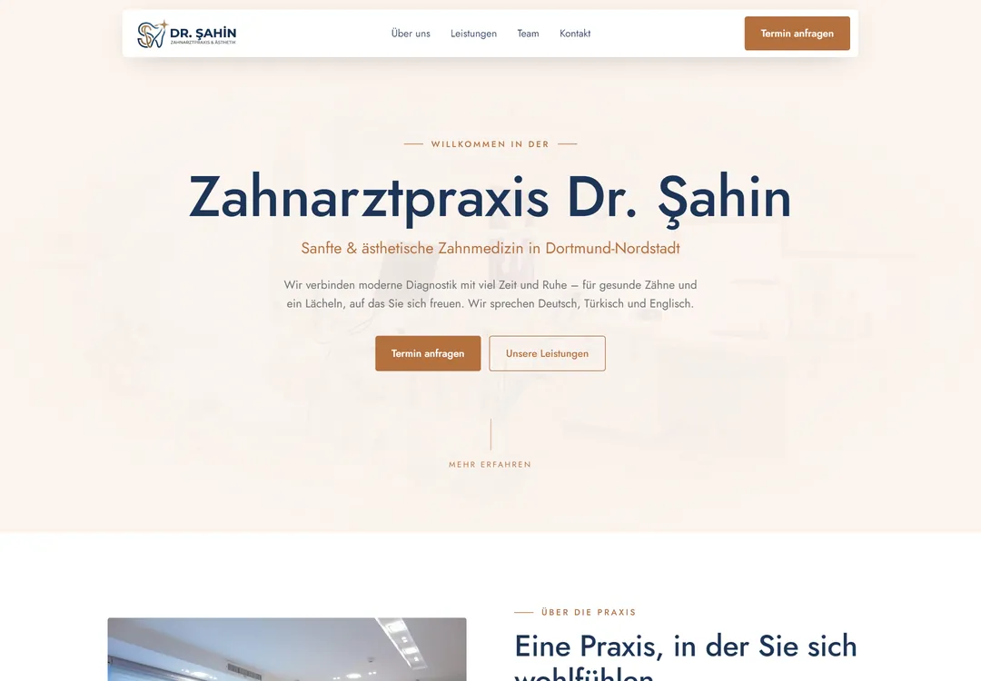 Startseite der Muster-Zahnarztpraxis Dr. Şahin